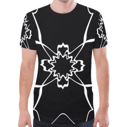 White Interlocking Triangles2 Starred black New All Over Print T-shirt for Men (Model T45)