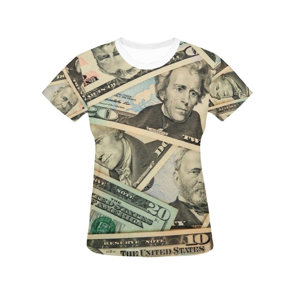 US PAPER CURRENCY All Over Print T-Shirt for Women (USA Size) (Model T40)