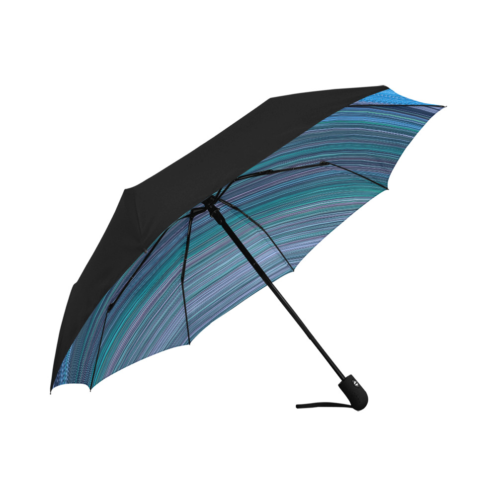 Abstract Blue Horizontal Stripes Anti-UV Auto-Foldable Umbrella (Underside Printing) (U06)