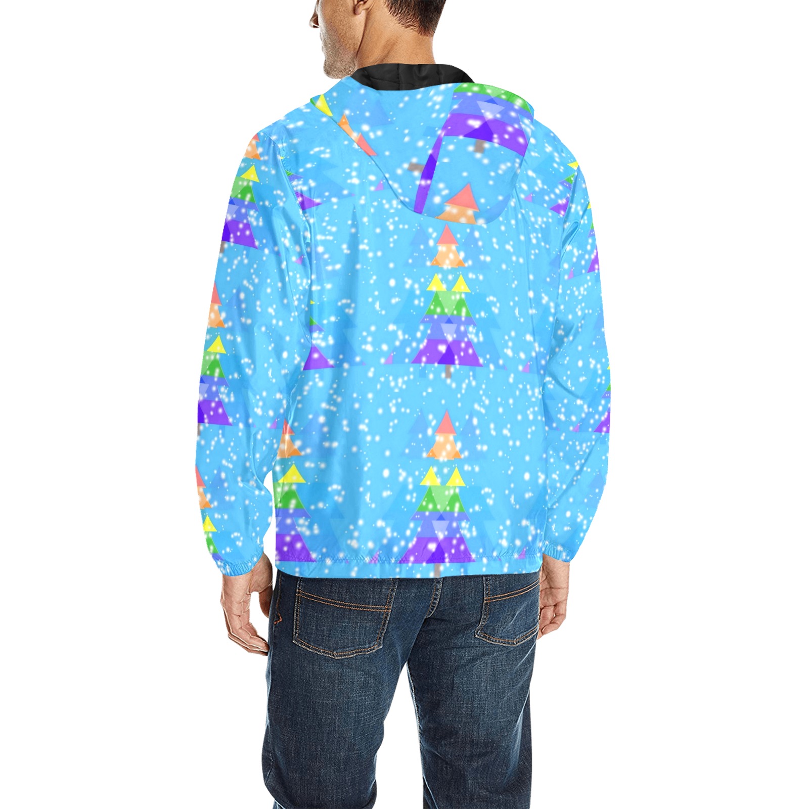 Rainbow Christmas by Nico Bielow All Over Print Quilted Windbreaker for Men (Model H35)