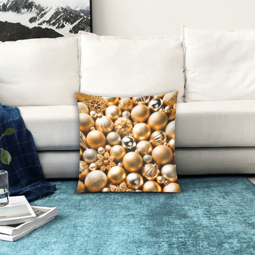 golden baubles Custom Zippered Pillow Cases 16"x16" (Two Sides)