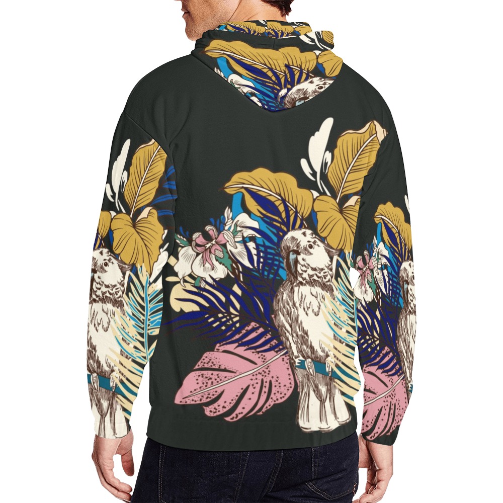 Bird the jungle 23A All Over Print Full Zip Hoodie for Men (Model H14)