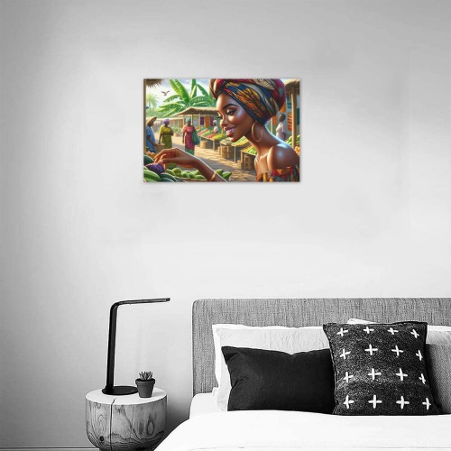 Woman at the Market Upgraded Canvas Print 18"x12"