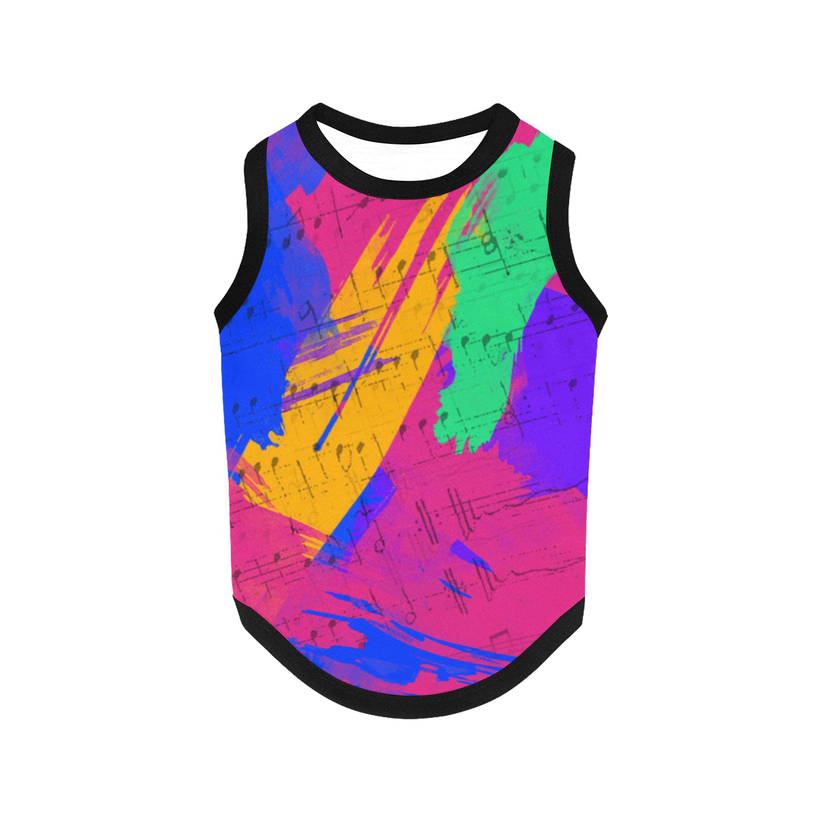 Groovy Paint Brush Strokes with Music Notes All Over Print Pet Tank Top