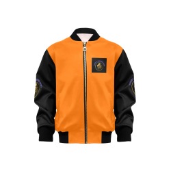 Orange Bomber Jacket Kids' Bomber Jacket with Pockets (Model H40)