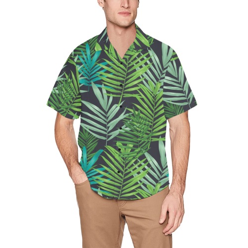 SONGKRAN Hawaiian Flower Print Hawaiian Shirt with Chest Pocket&Merged Design (T58)