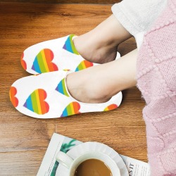 Gay Pride Hearts Women's Non-Slip Cotton Slippers (Model 0602)