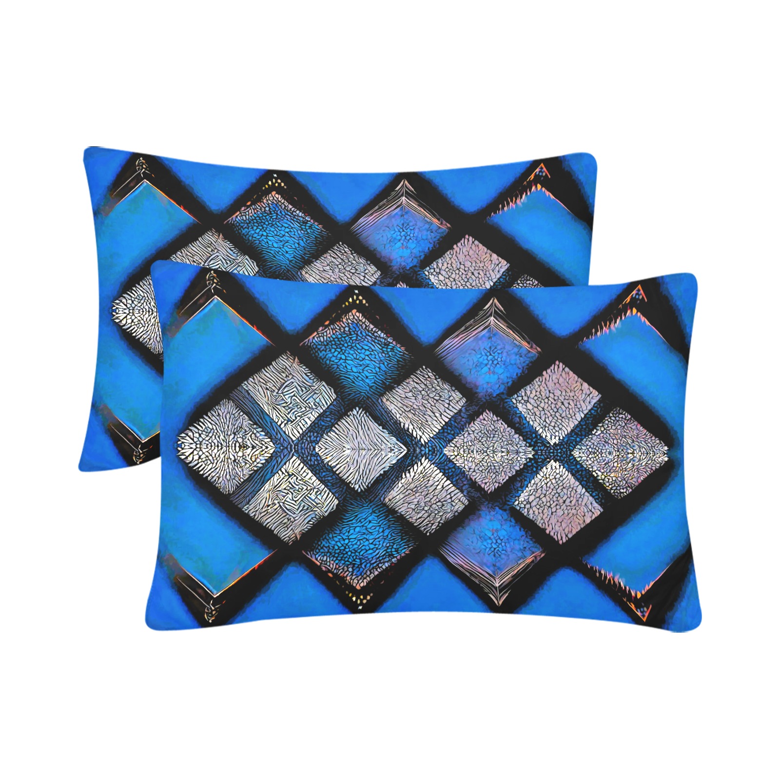 blue and silver diamond's Custom Pillow Case 20"x 30" (One Side) (Set of 2)