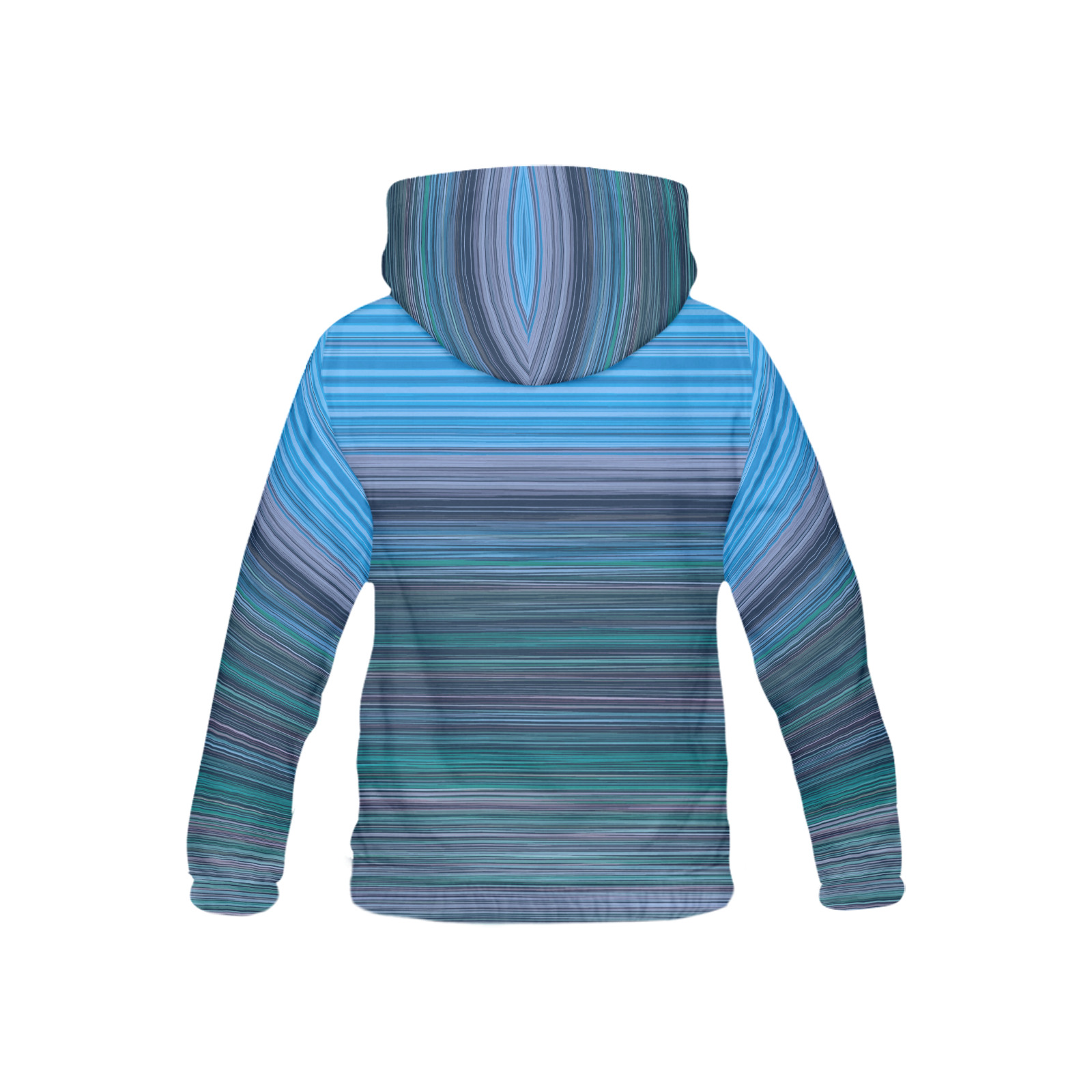 Abstract Blue Horizontal Stripes All Over Print Hoodie for Kid (USA Size) (Model H13)