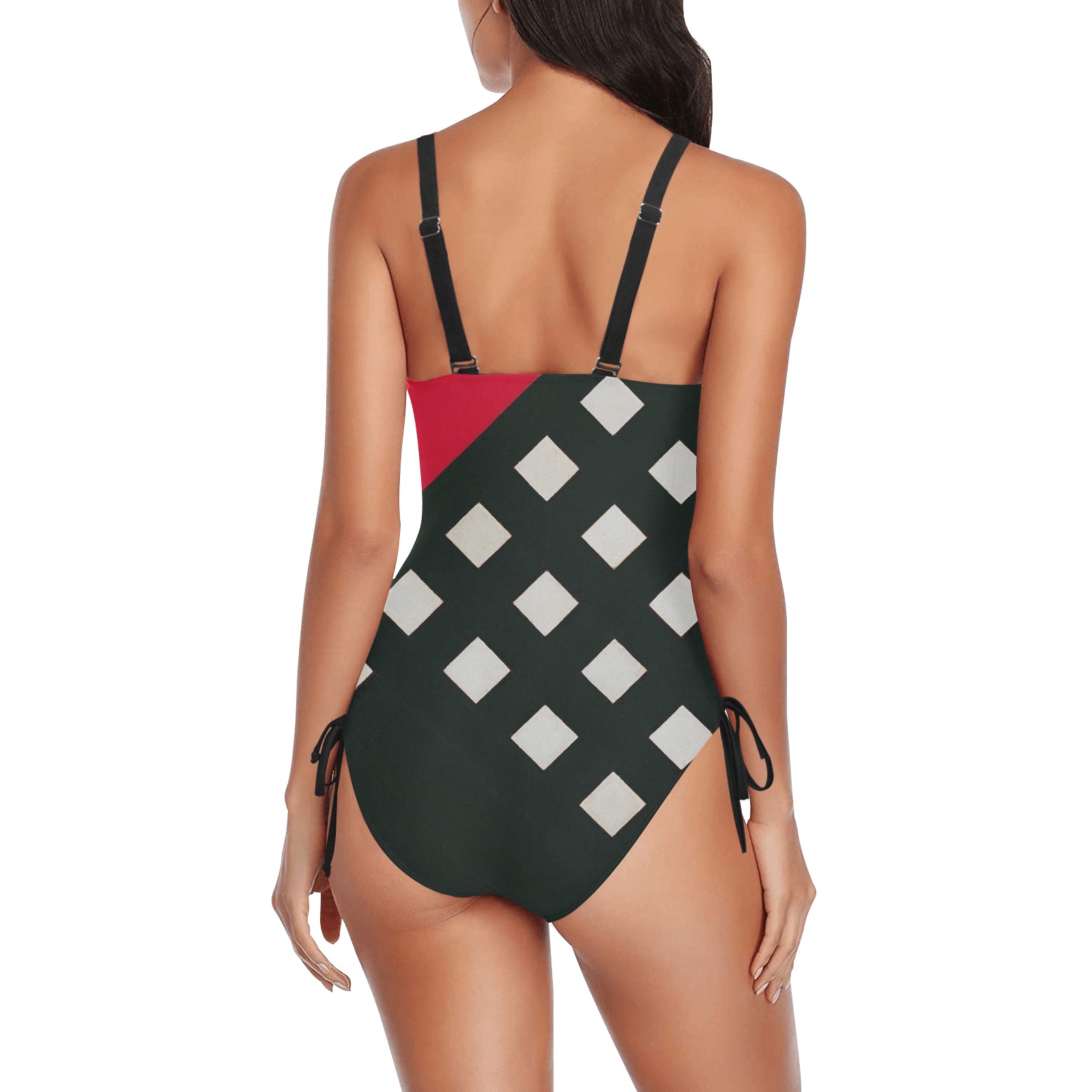 Counter-composition XV by Theo van Doesburg- Drawstring Side One-Piece Swimsuit (Model S14)