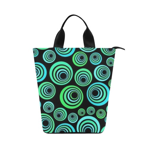 Retro Psychedelic Pretty Green Pattern Nylon Lunch Tote Bag (Model 1670)