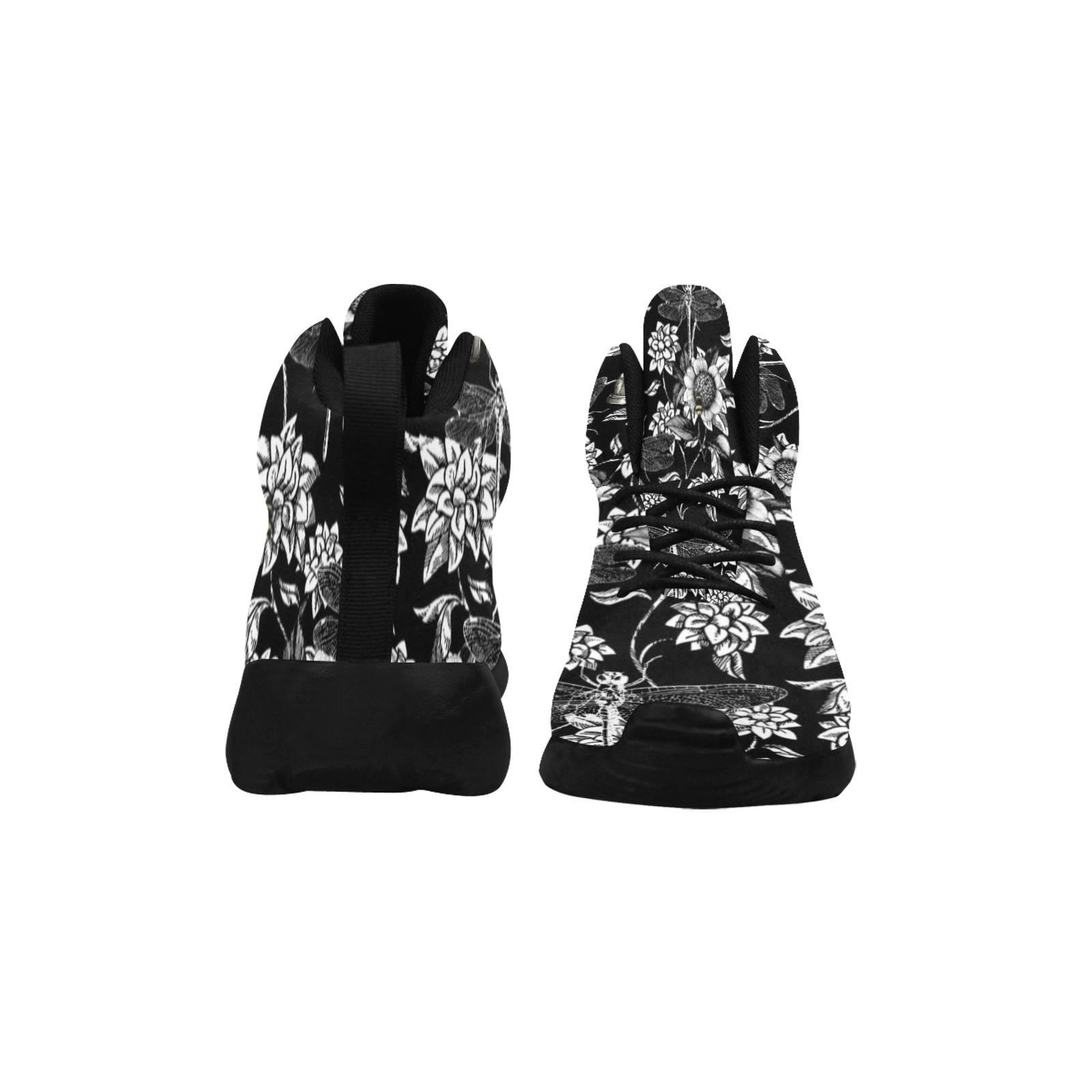 Black and White Nature Garden Women's Chukka Training Shoes (Model 57502)