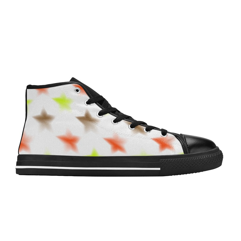 stars blk High Top Canvas Shoes for Kid (Model 017)
