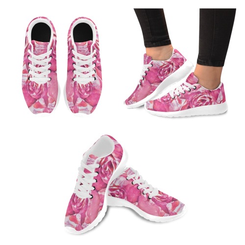 Sweet Summer Roses/Abstract Watercolor Design Women’s Running Shoes (Model 020)