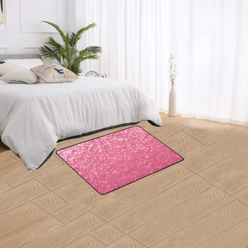 Magenta light pink red faux sparkles glitter Area Rug with Black Binding 2'7"x 1'8‘’