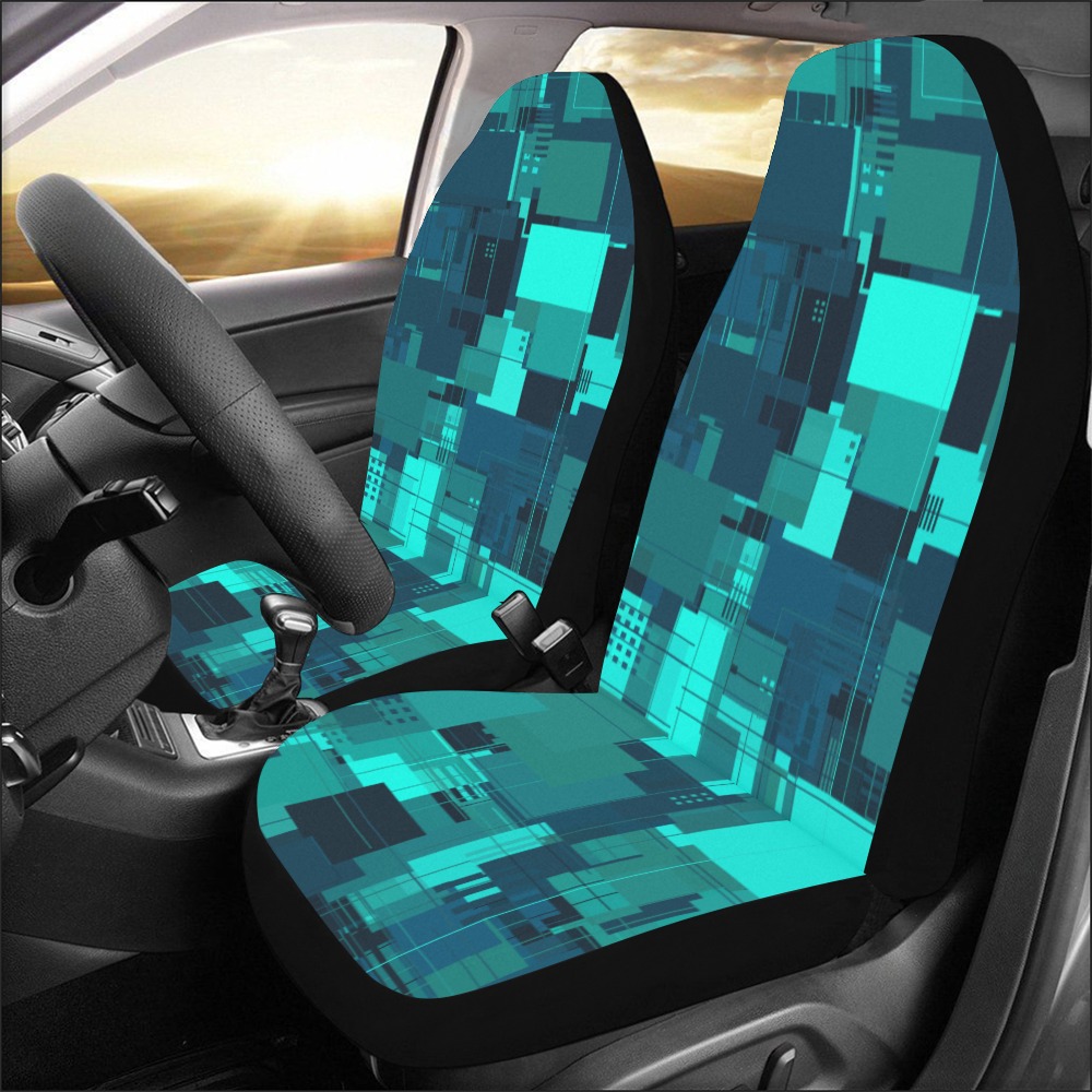 Random Shapes Pattern (Teal) Car Seat Covers (Set of 2)