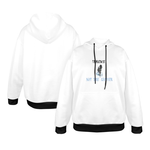 Violence Not The Answer Gun B&W Women's All Over Print Hoodie (Model H61)