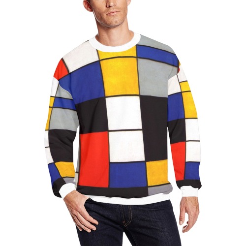 Composition A by Piet Mondrian All Over Print Crewneck Sweatshirt for Men (Model H18)