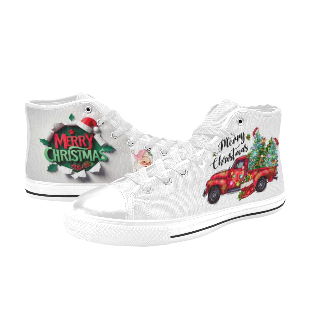 MerrychristmasTruck High Top Canvas Shoes for Kid (Model 017)