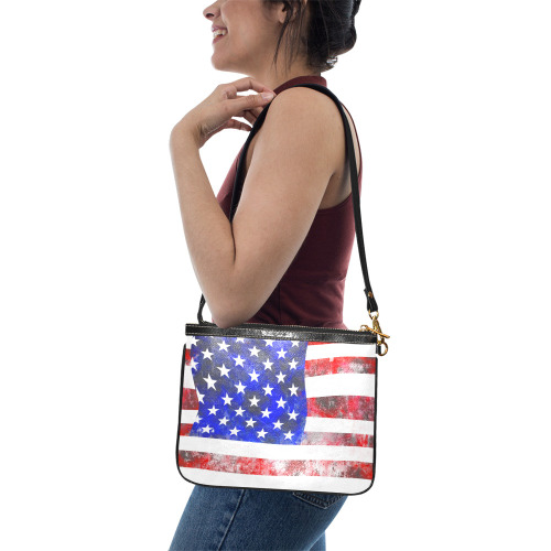 Extreme Grunge American Flag of the USA Small Shoulder Bag (Model 1710)