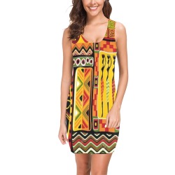 African Tribe Ethnic Pattern Medea Vest Dress (Model D06)