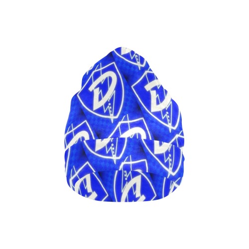 DIONIO Clothing - Blue & White D Shield Repeat Beanie Hat All Over Print Beanie for Adults