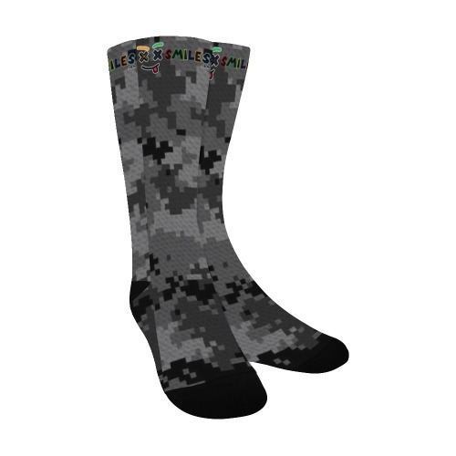 XXsmiles Gray Camo sock Men's Custom Socks