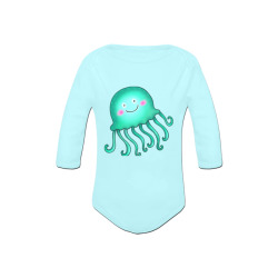 Jellyfish Sealife Cartoon Baby Powder Organic Long Sleeve One Piece (Model T27)