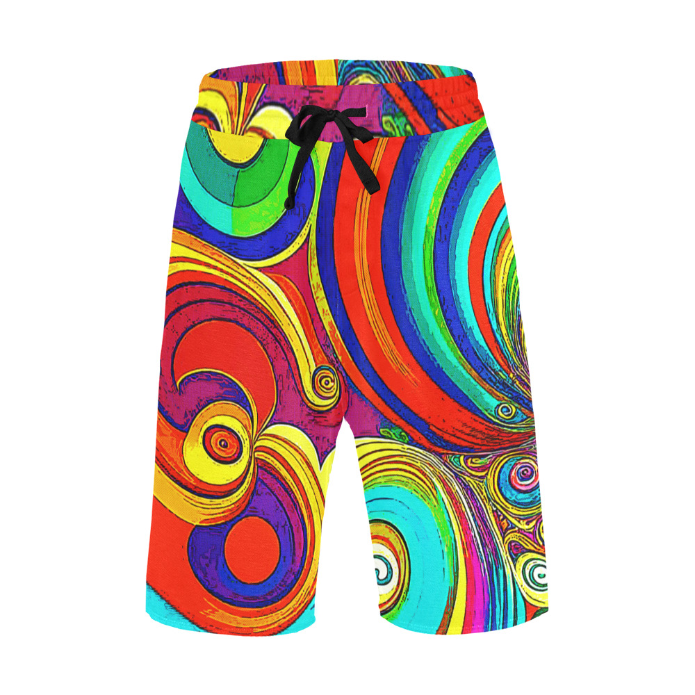 Colorful Groovy Rainbow Swirls Men's All Over Print Casual Shorts (Model L23)