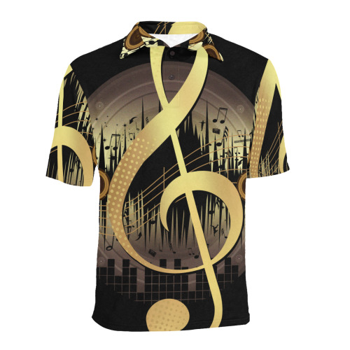 Delightful Tune - Gold Men's All Over Print Polo Shirt (Model T55)