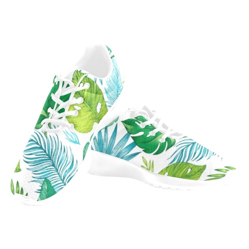 Tropical Leaves - Green, Teal, Aqua Women's Athletic Shoes (Model 0200)