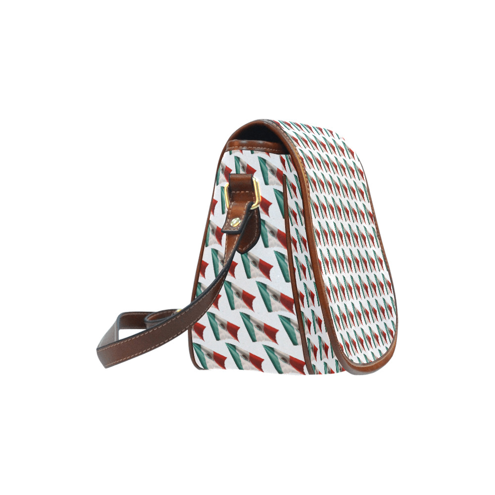 Waving Mexican Flags Saddle Bag/Large (Model 1649)