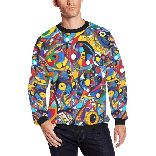 Charming avant-garde abstract art. Vivid colors. Men's Oversized Fleece Crew Sweatshirt (Model H18)