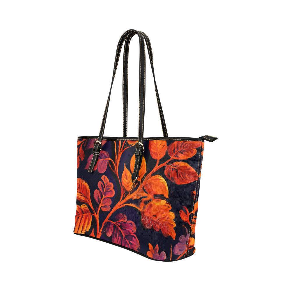 flowers botanic art (10) bag Leather Tote Bag/Small (Model 1651)
