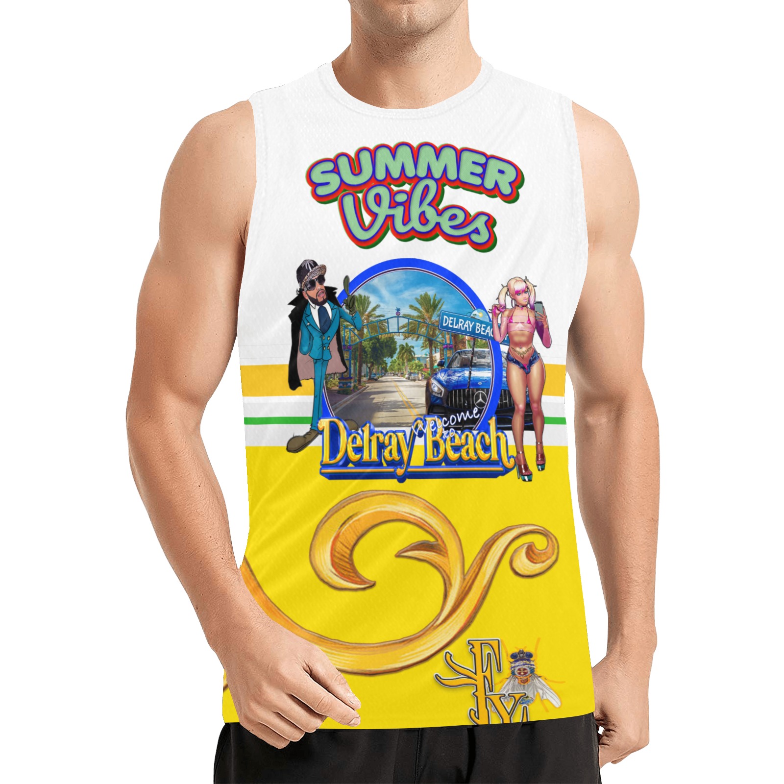 Summer vibes, Welcome to Delray Beach Collectable Fly All Over Print Basketball Jersey