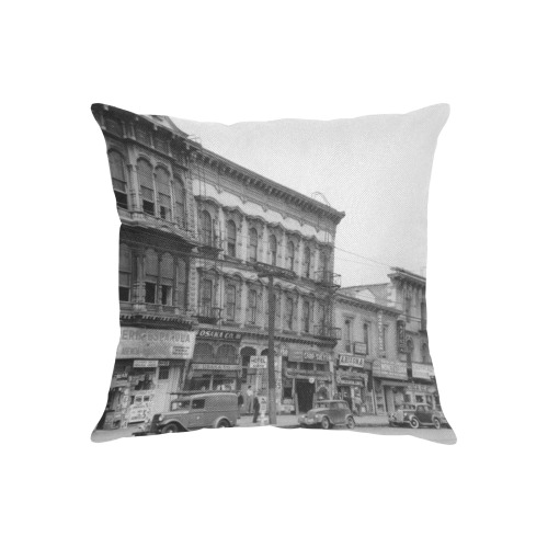 East side of Main Street Los Angeles. 1930s Linen Zippered Pillowcase 18"x18"(One Side)