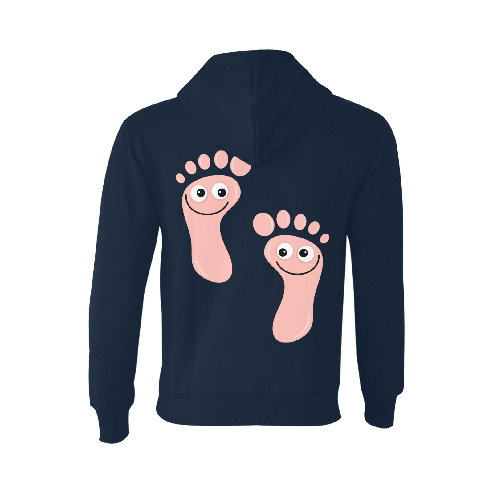 Happy Cartoon Pink Human Footprints Oceanus Hoodie Sweatshirt (NEW) (Model H03)
