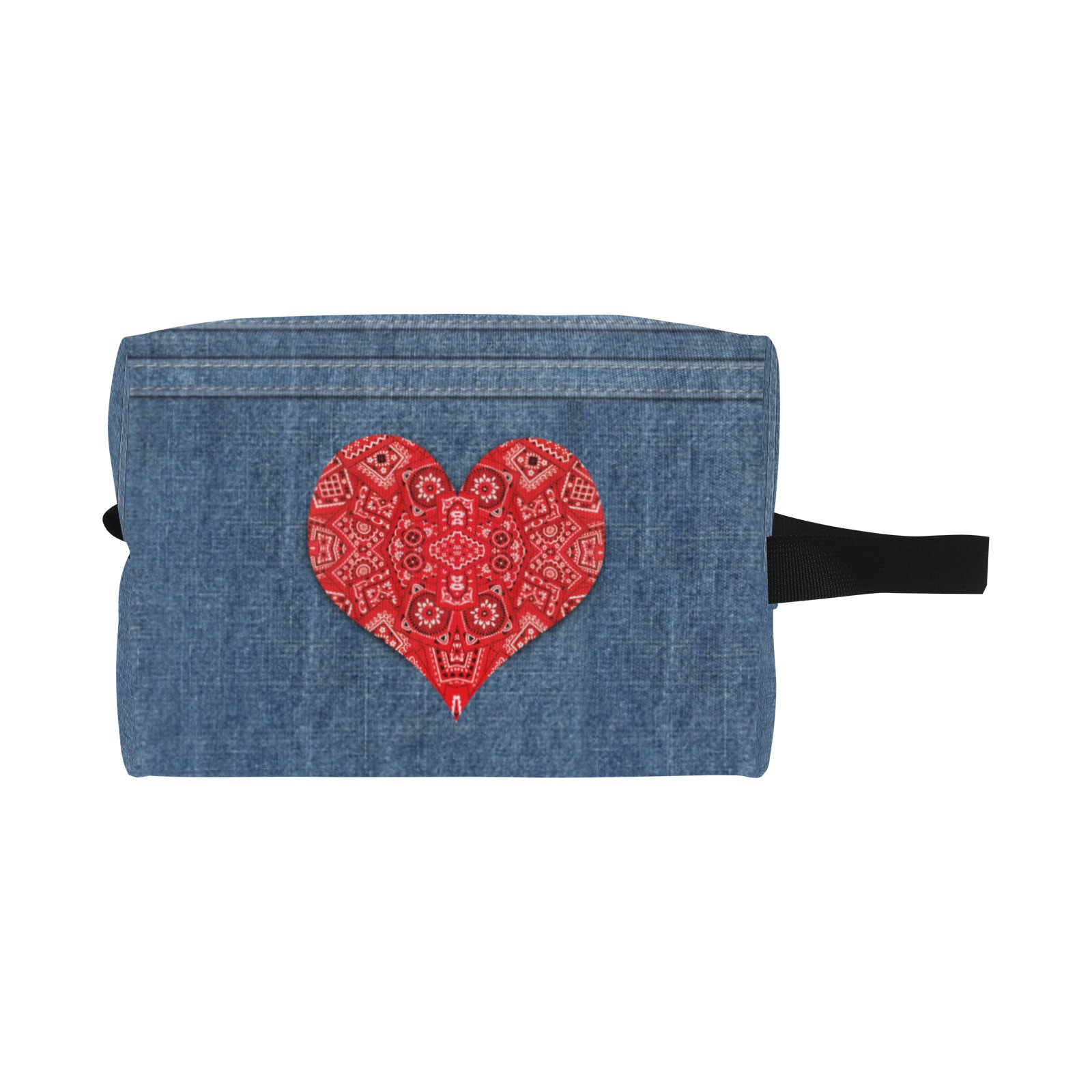 Bandana Heart on Denim-Look Wash Bag (Model 1721)