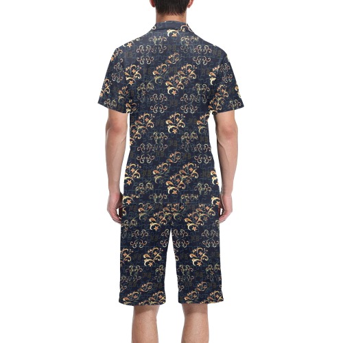 Royal Pattern by Nico Bielow Men's V-Neck Short Pajama Set