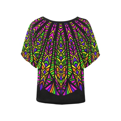 Ô Gypsy Wagon Wheel Mandala Women's Batwing-Sleeved Blouse T shirt (Model T44)