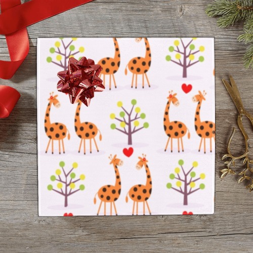 Cute Giraffe Couple Love Pattern Gift Wrapping Paper 58"x 23" (1 Roll)