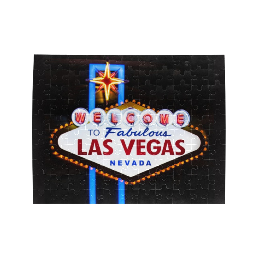 Las Vegas Welcome Sign Neon Rectangle Jigsaw Puzzle (Set of 110 Pieces)