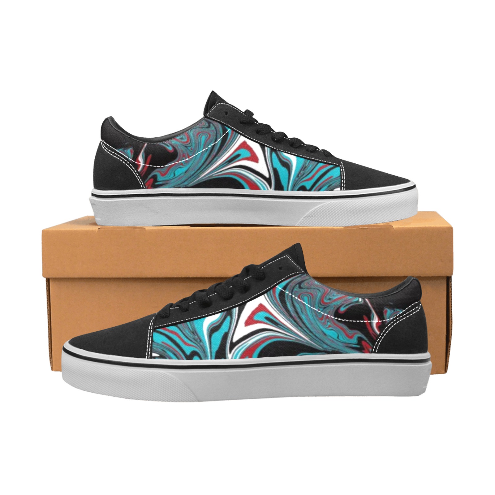 Dark Wave of Colors Men's Low Top Skateboarding Shoes (Model E001-2)