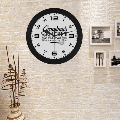 Grandmas kitchen good food served daily with a heaping spoon of love Circular Plastic Wall clock
