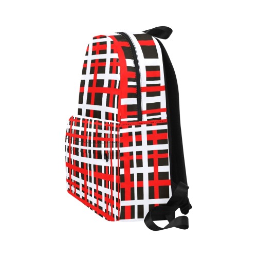 Interlocking Stripes Black White Red Unisex Classic Backpack (Model 1673)