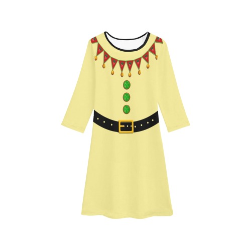 Yellow Elf Costume Girls' Long Sleeve Dress (Model D59)
