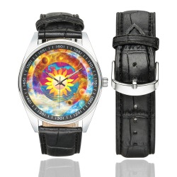 Cosmic Sun Men's Casual Leather Strap Watch(Model 211)