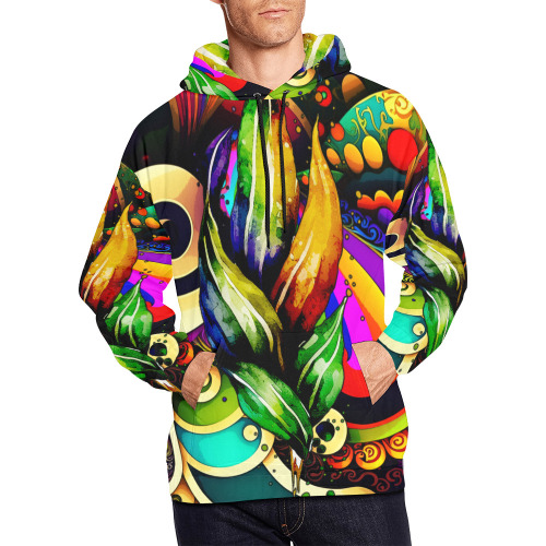 Mardi Gras Colorful New Orleans All Over Print Hoodie for Men (USA Size) (Model H13)