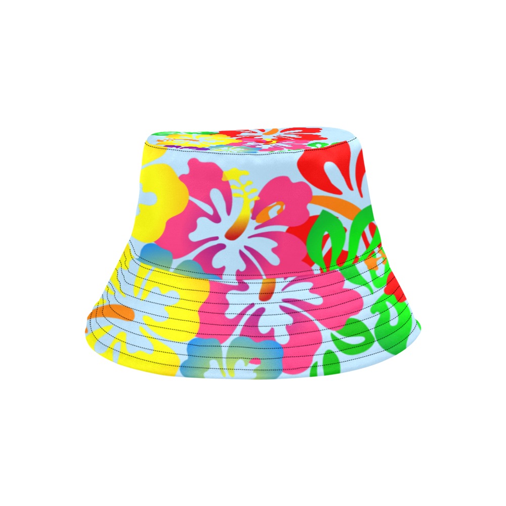 Hibiscus Hawaiian Flowers / Blue All Over Print Bucket Hat