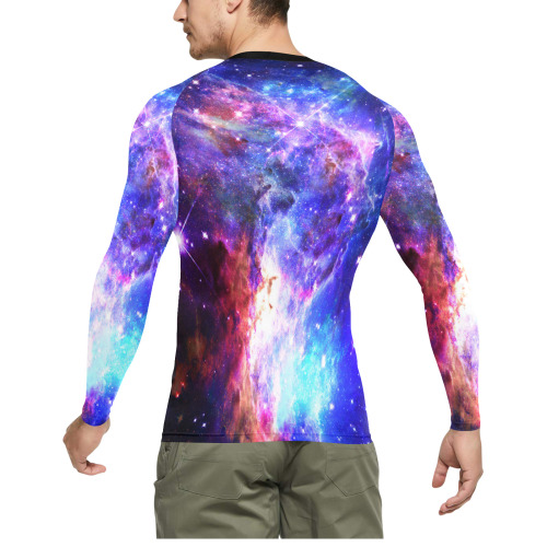 Mystical fantasy deep galaxy space - Interstellar cosmic dust Men's Long Sleeve Swim Shirt (Model S39)